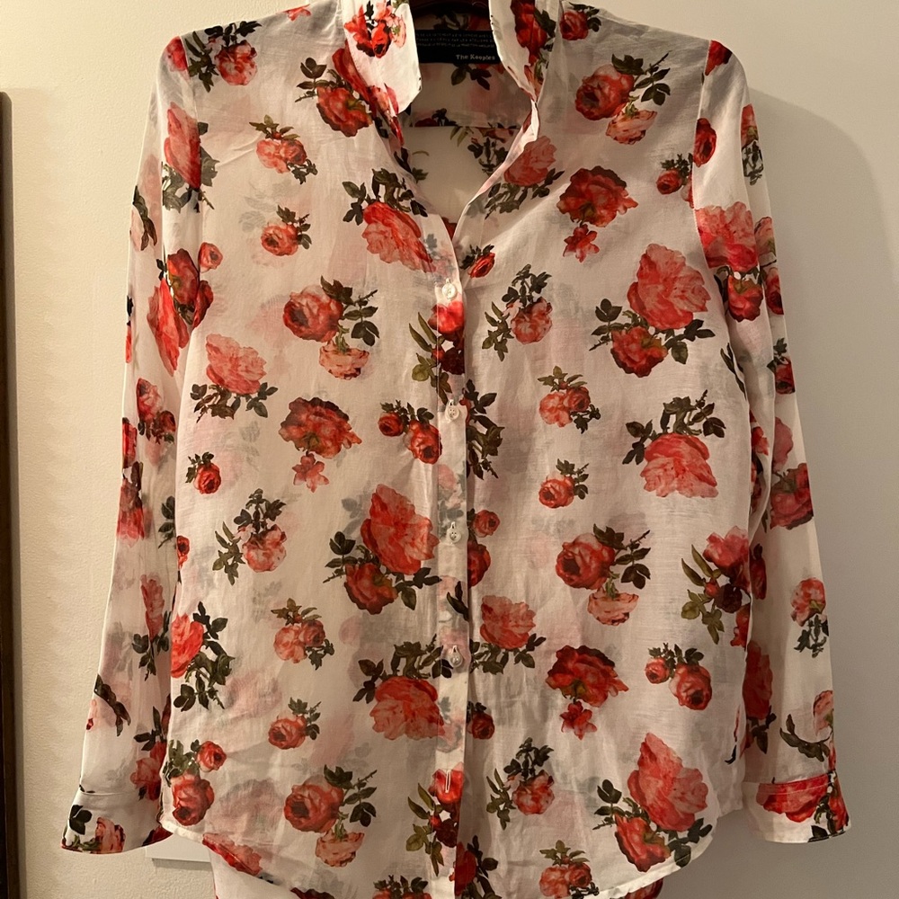 The Kooples cotton and silk floral lightweight shirt